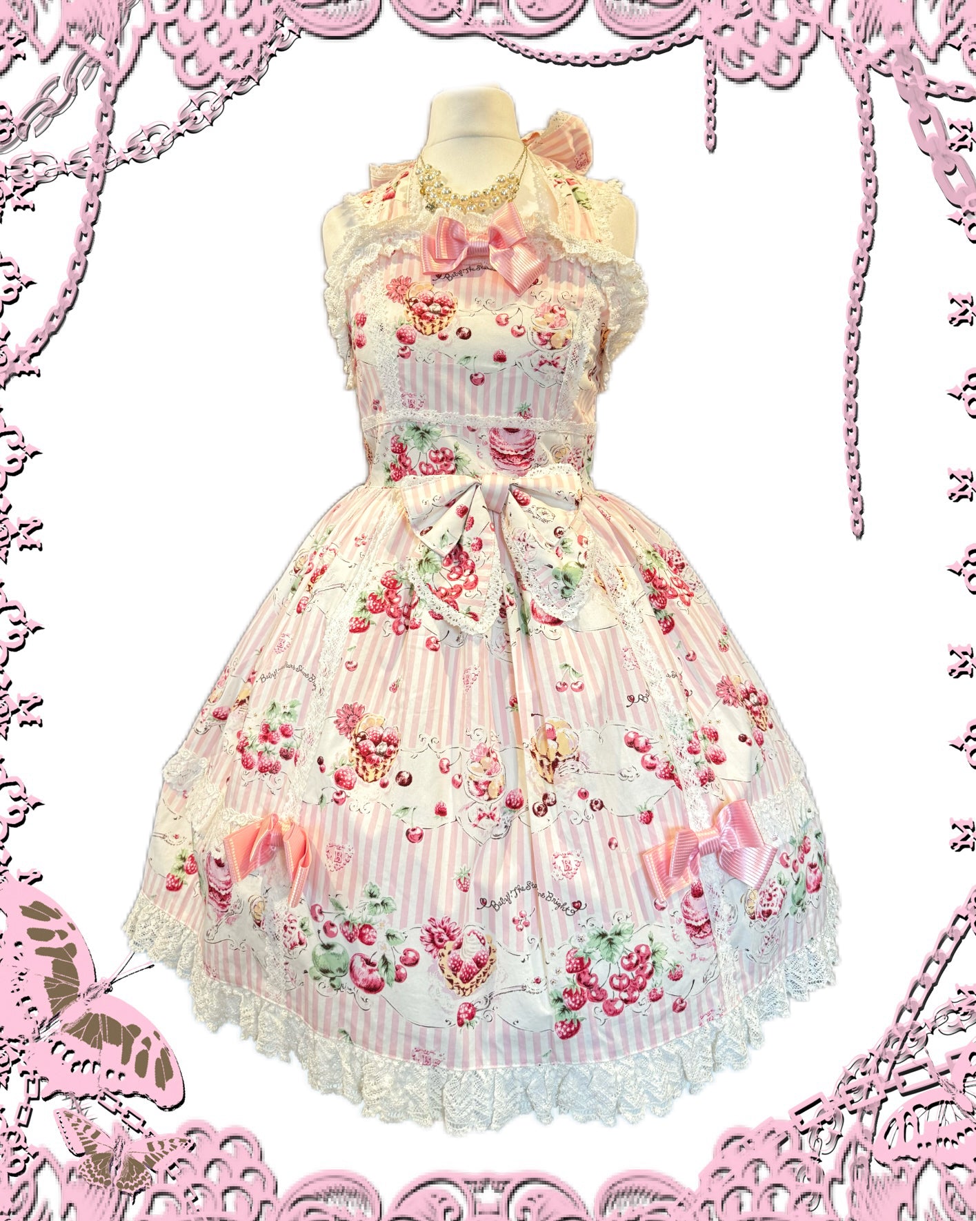 Baby the Stars Shine Bright Berry Print Bow JSK