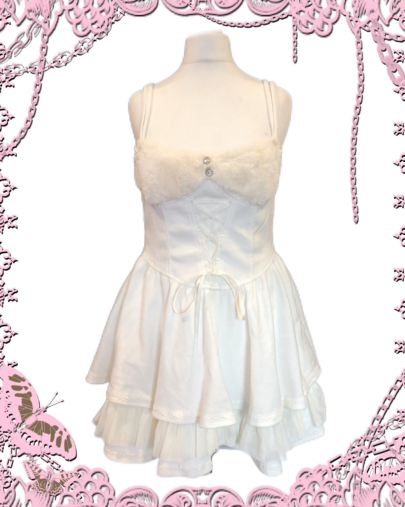 Bon21Hiz Fleece Ruffle Tank Top Dress