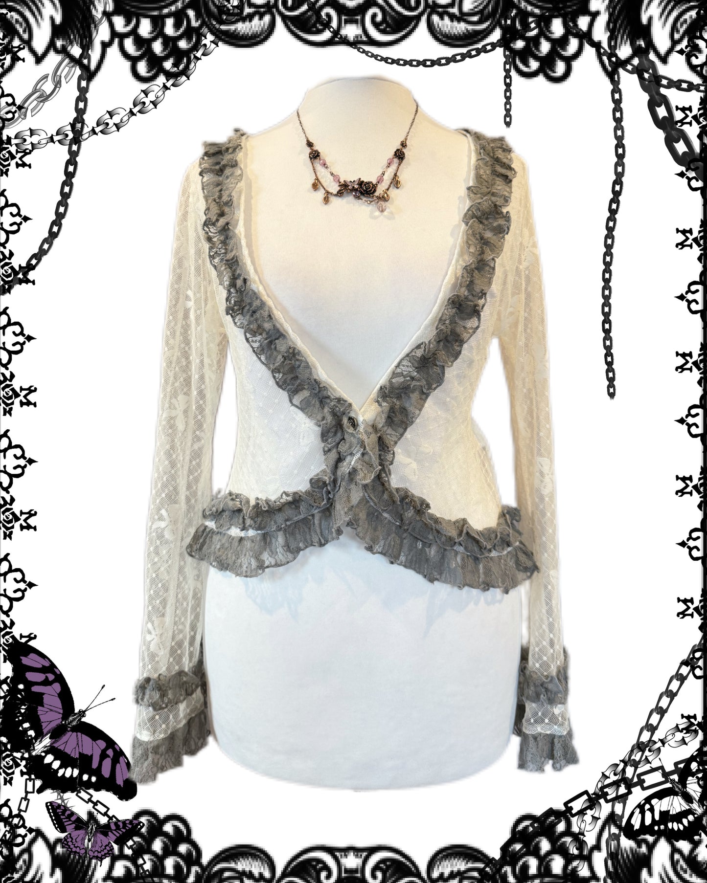 Gramm Mesh Ruffle Blouse