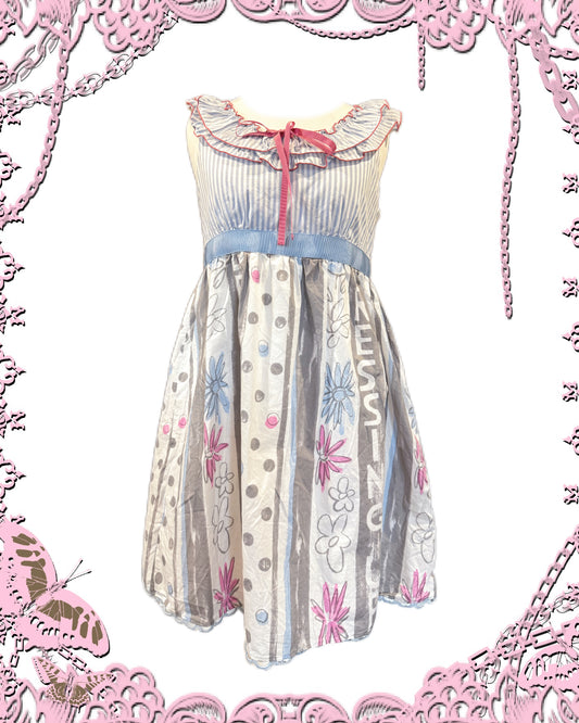 Milk Stripe Floral Print Tank Top Dress