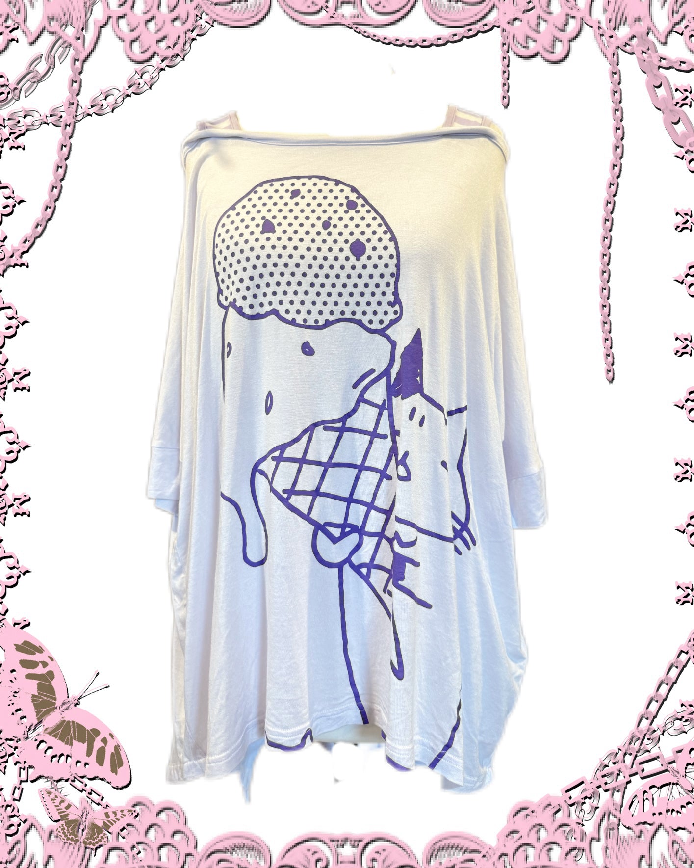 MINT NeKO Graphic Print Oversize Top