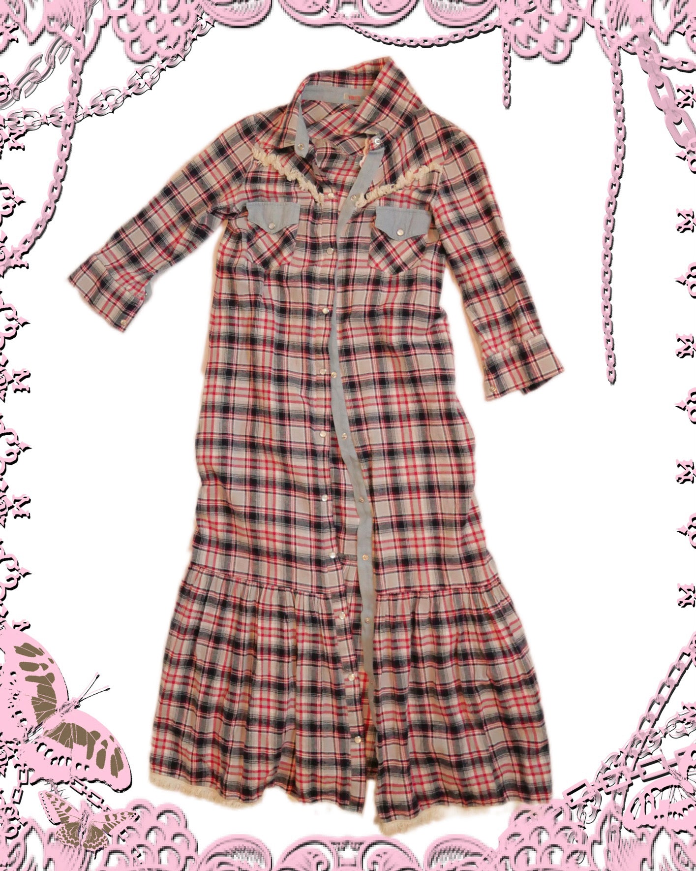 Free's Mart Plaid Button Up Dress