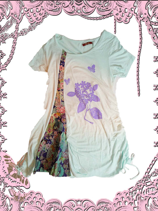 gouk Flower Print Multi Layer T-Shirt Dress