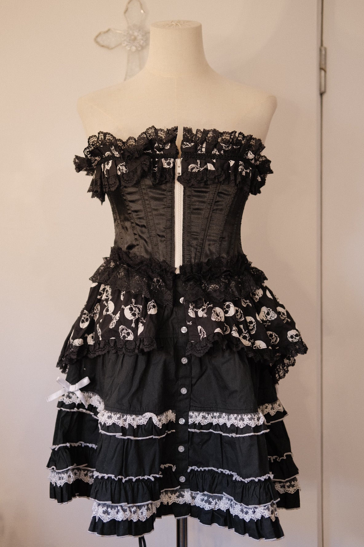 Dangerous Nude Skull Print Corset