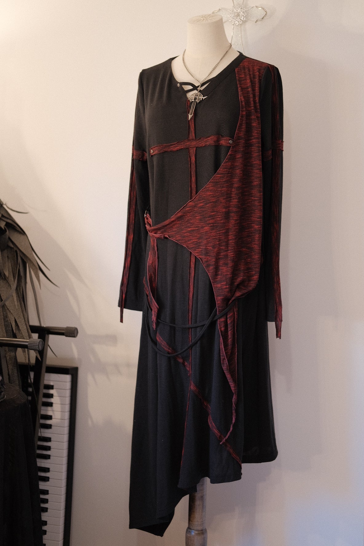 h.Naoto Cross Draped Dress
