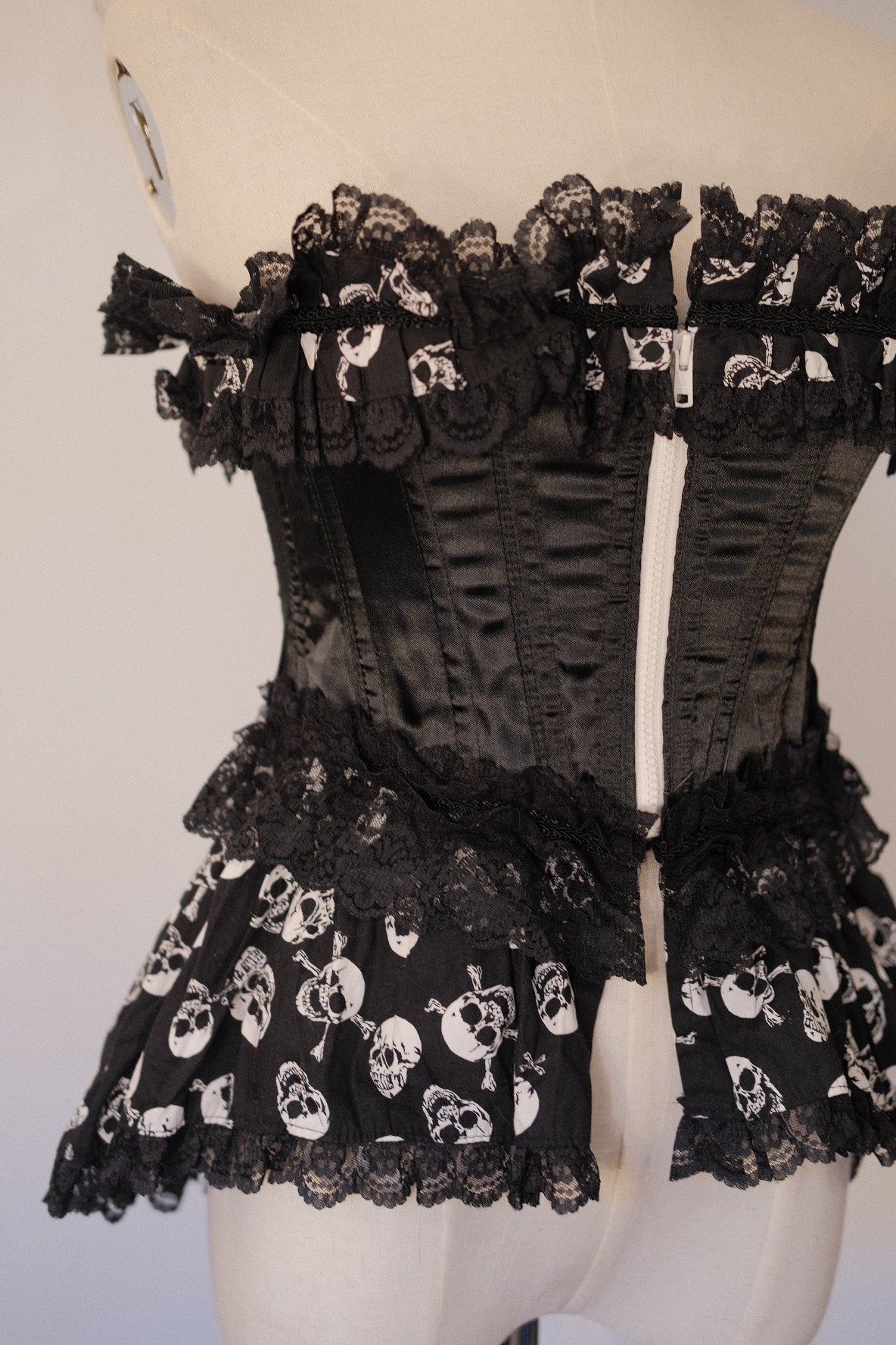 Dangerous Nude Skull Print Corset