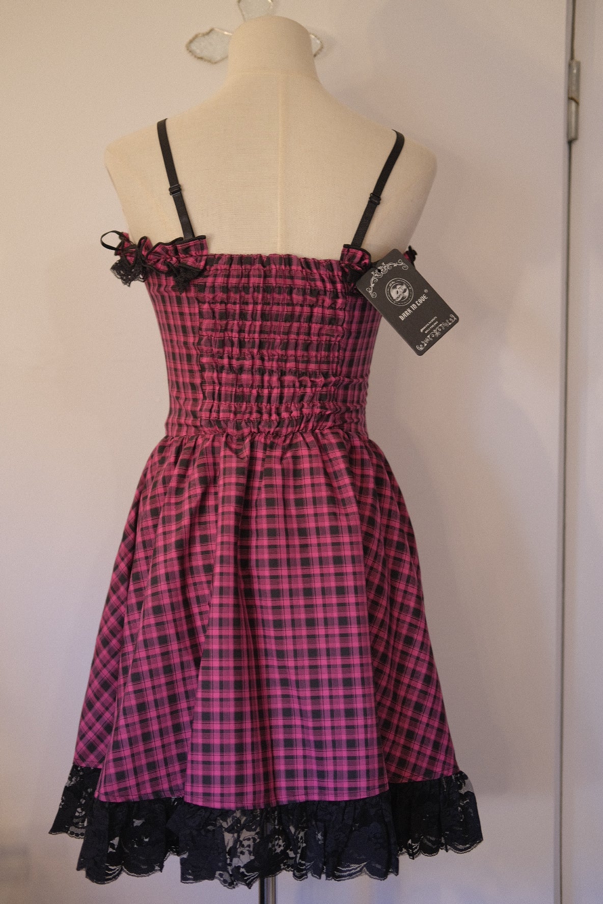 Dark in Love Plaid Lace-Up Tank Top Dress