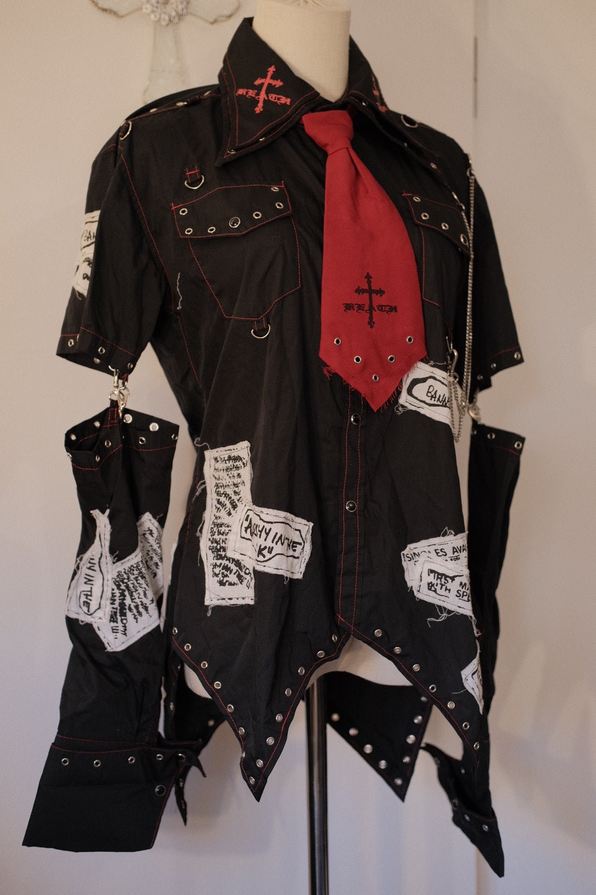 【Y70】h.naoto blood シャツ h.Naoto Destructive Print Button-Up Shirt – cucurucu