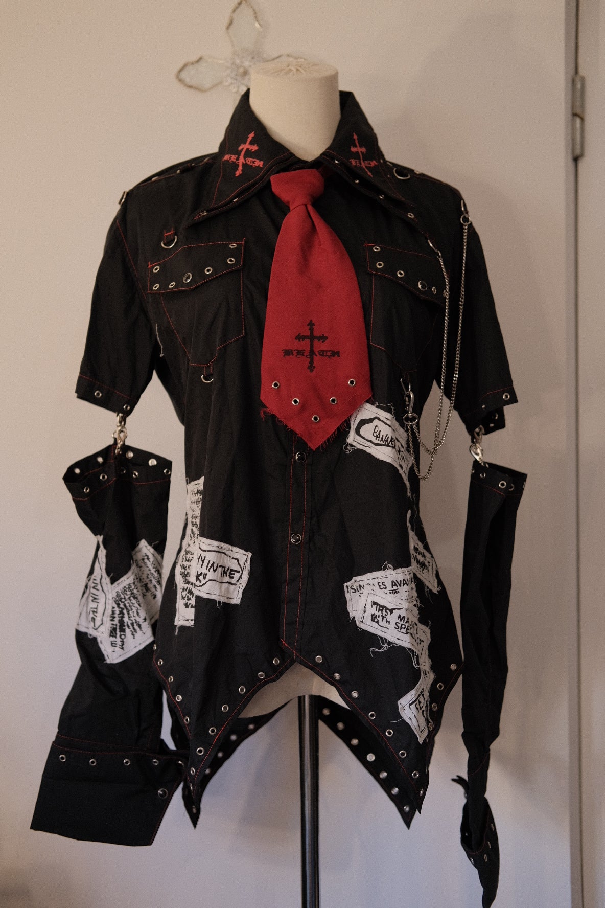 h.Naoto Destructive Print Button-Up Shirt