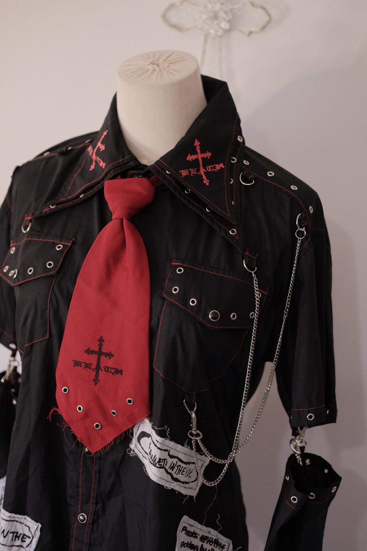 h.Naoto Destructive Print Button-Up Shirt