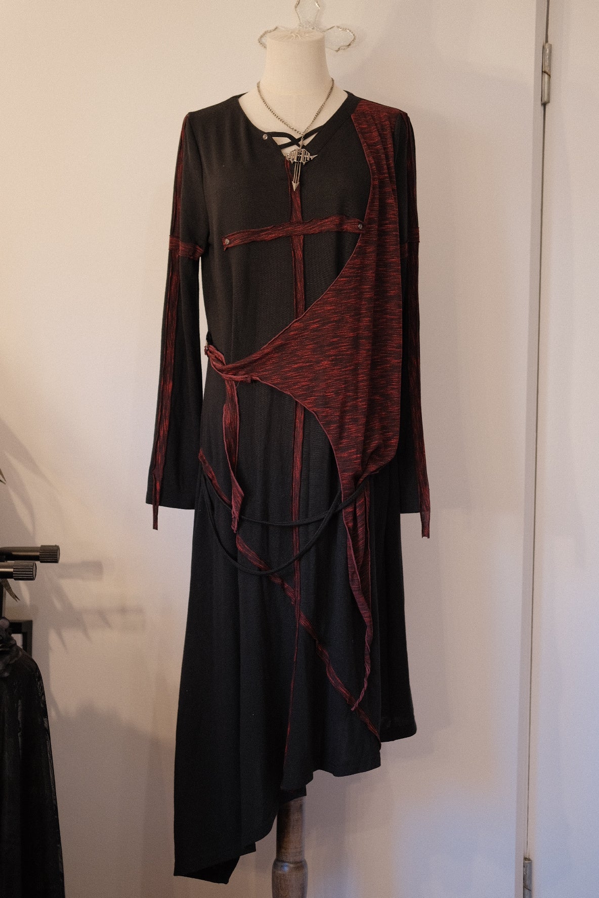 h.Naoto Cross Draped Dress
