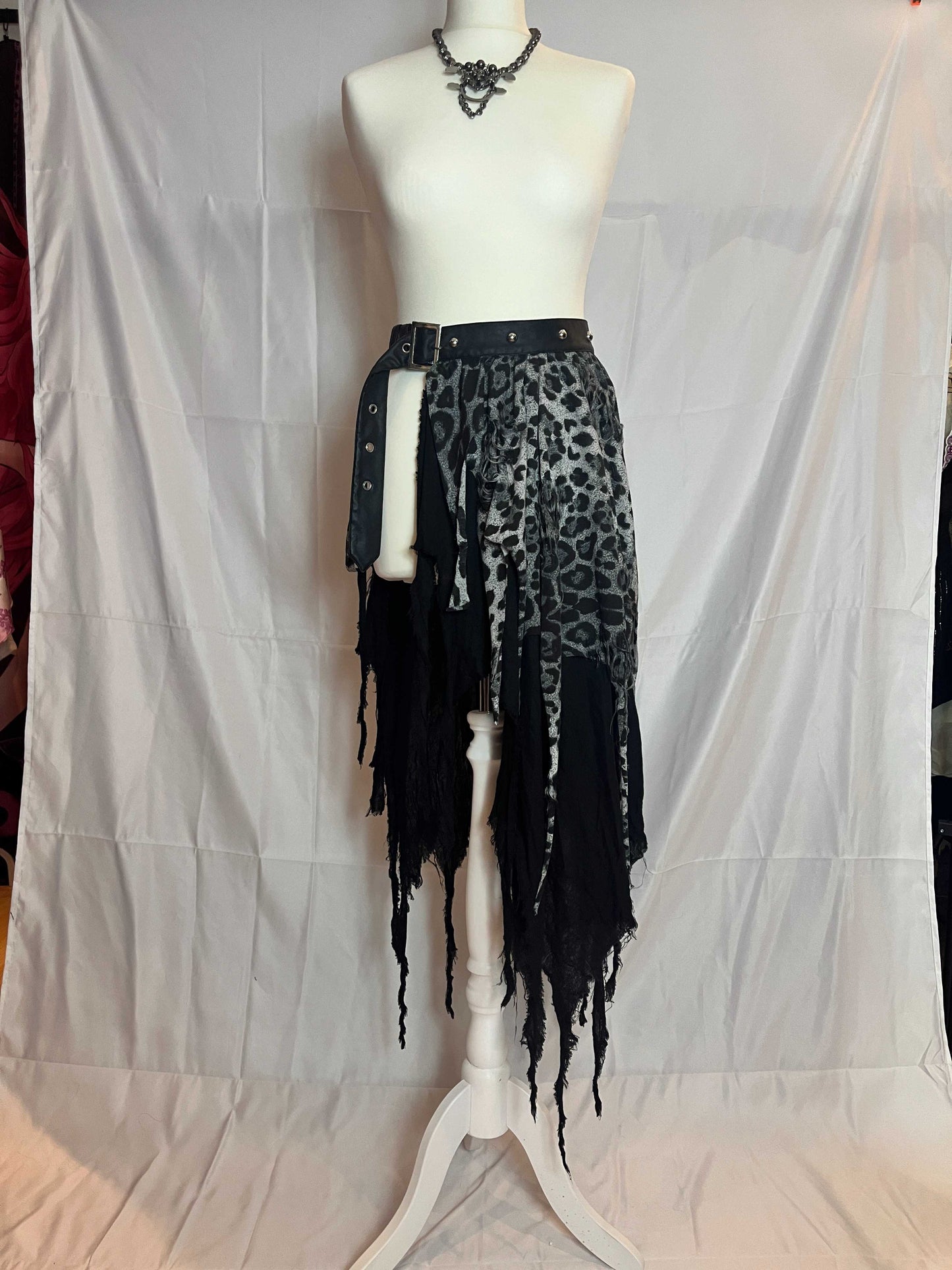 Sexpot Revenge Black Leopard Print Multi Layer Midi Skirt