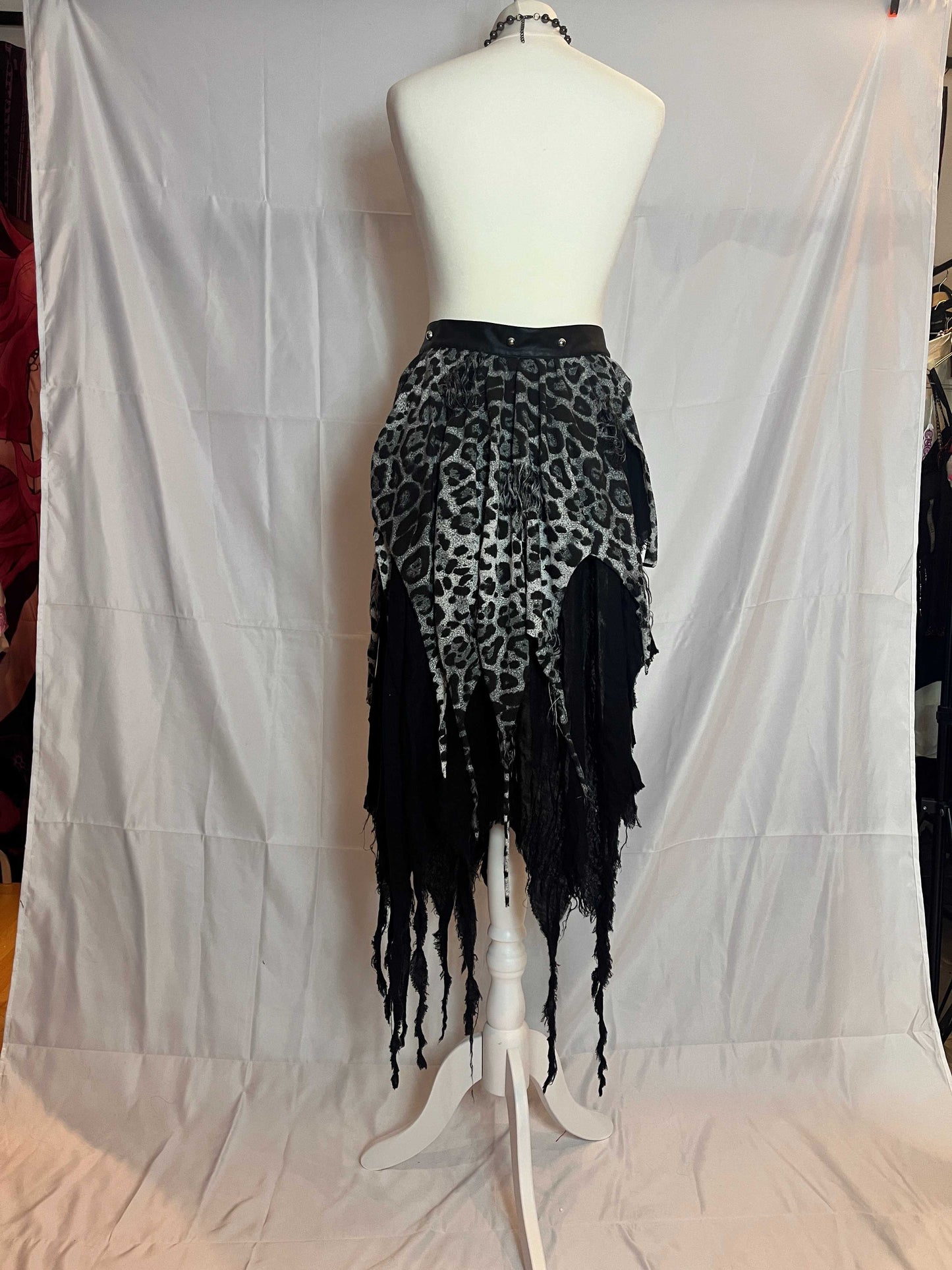 Sexpot Revenge Black Leopard Print Multi Layer Midi Skirt
