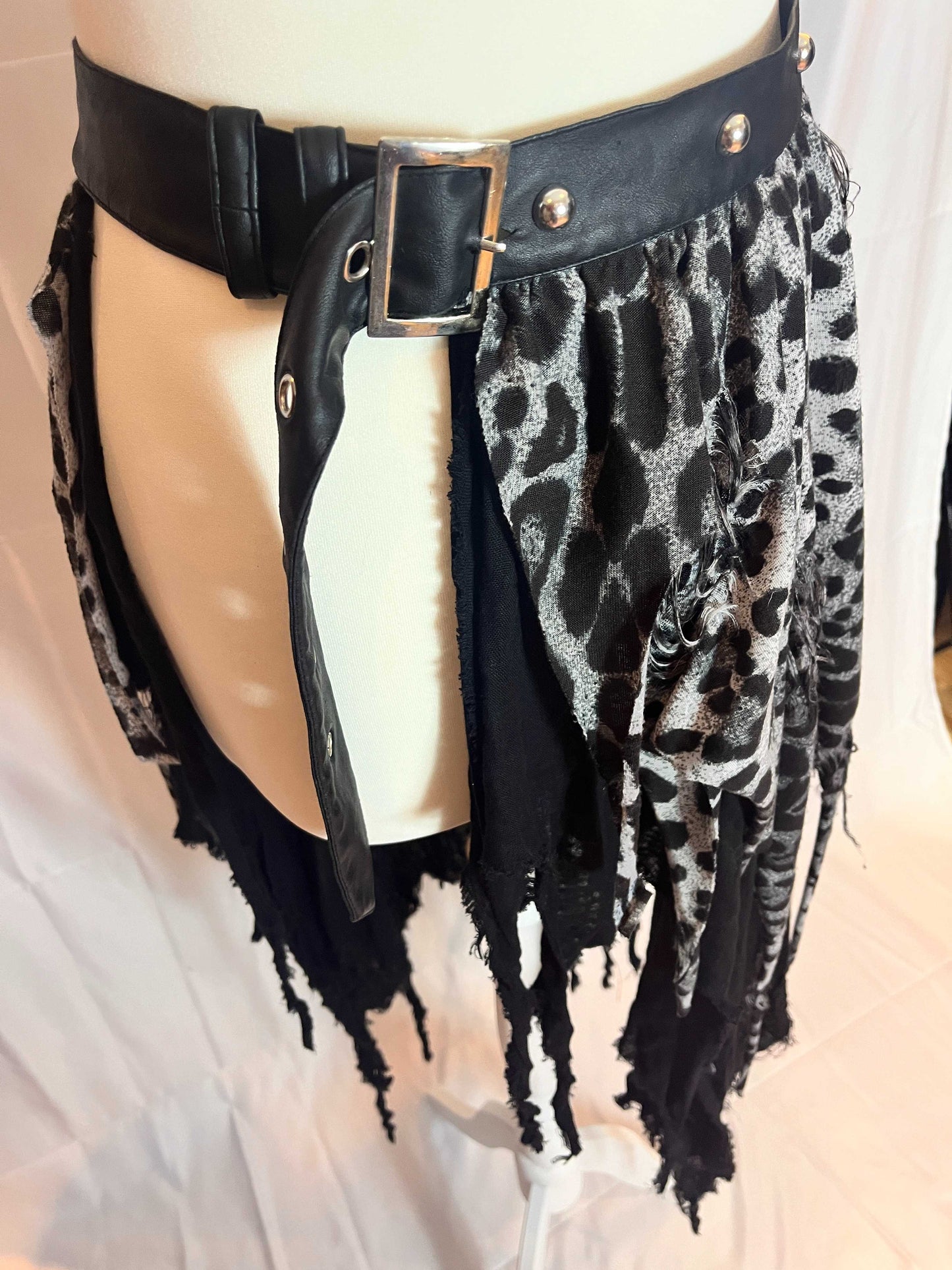 Sexpot Revenge Black Leopard Print Multi Layer Midi Skirt