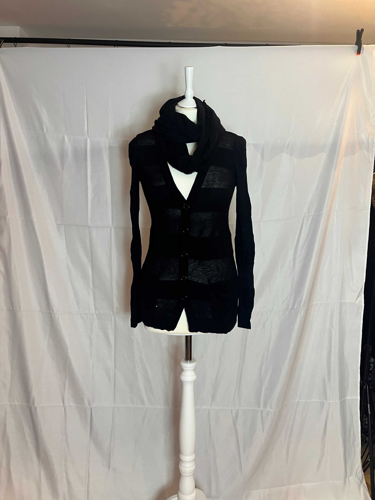 Black Peace Now Cardigan with Scarf