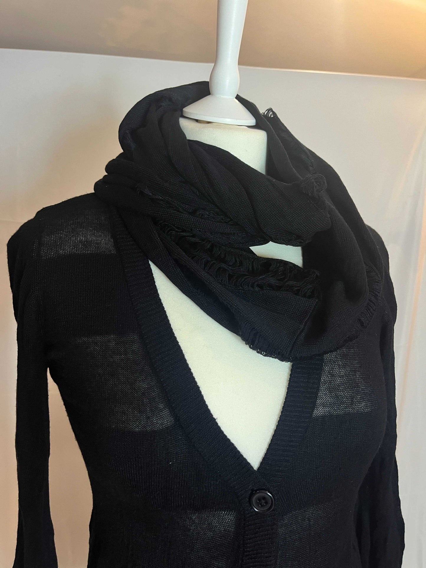 Black Peace Now Cardigan with Scarf