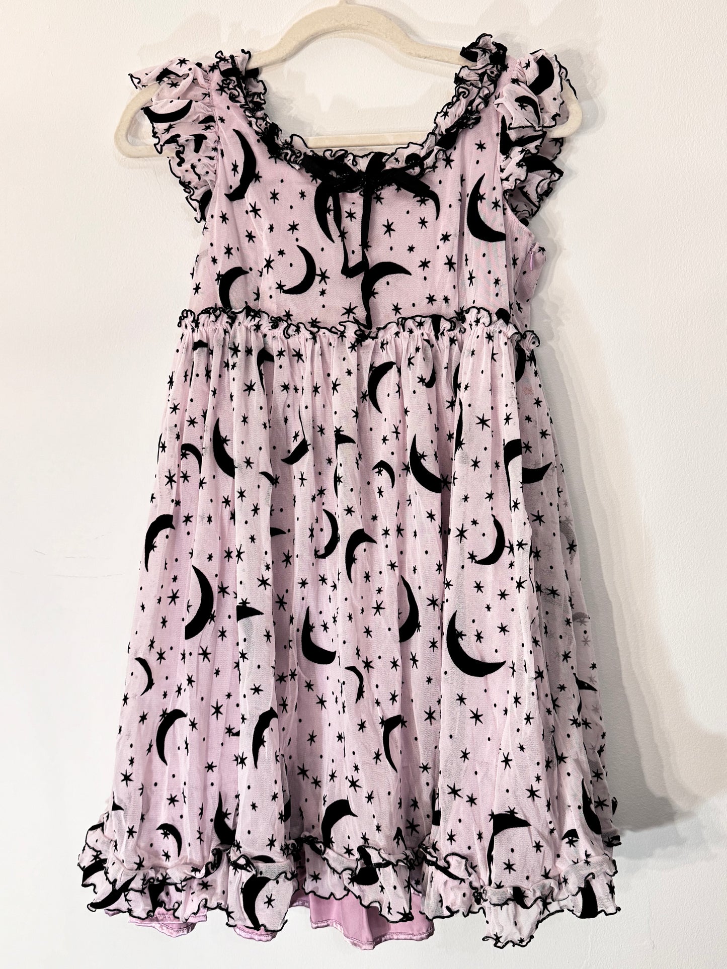 Milk Star Print Mesh Tank Top Dress