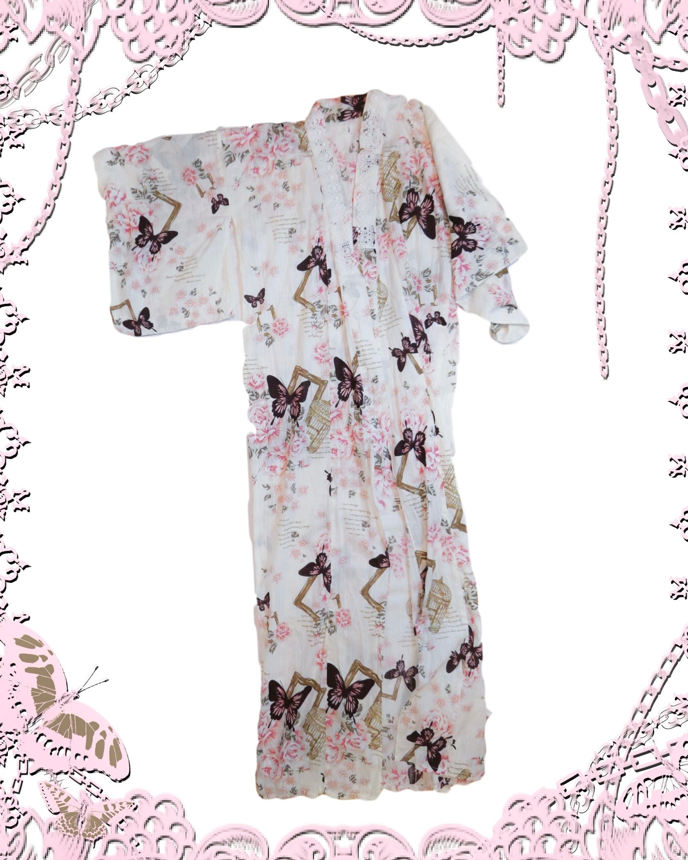 Axes Femme Butterfly Print Kimono