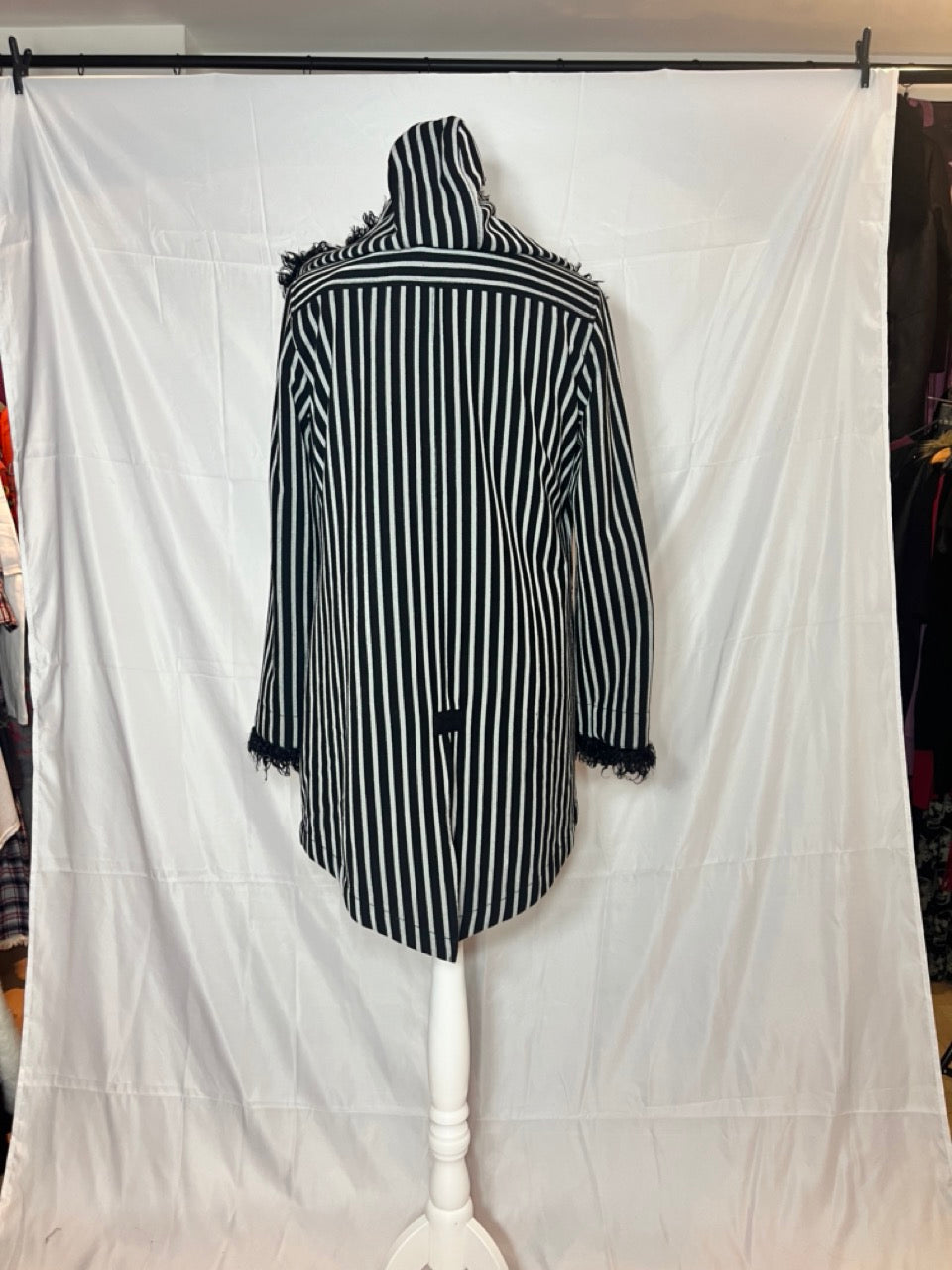 Algonquins Stripe Fur Hood Layer Coat