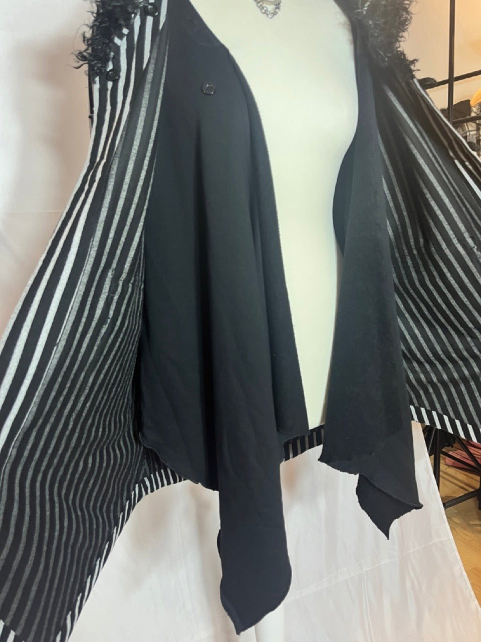 Algonquins Stripe Fur Hood Layer Coat