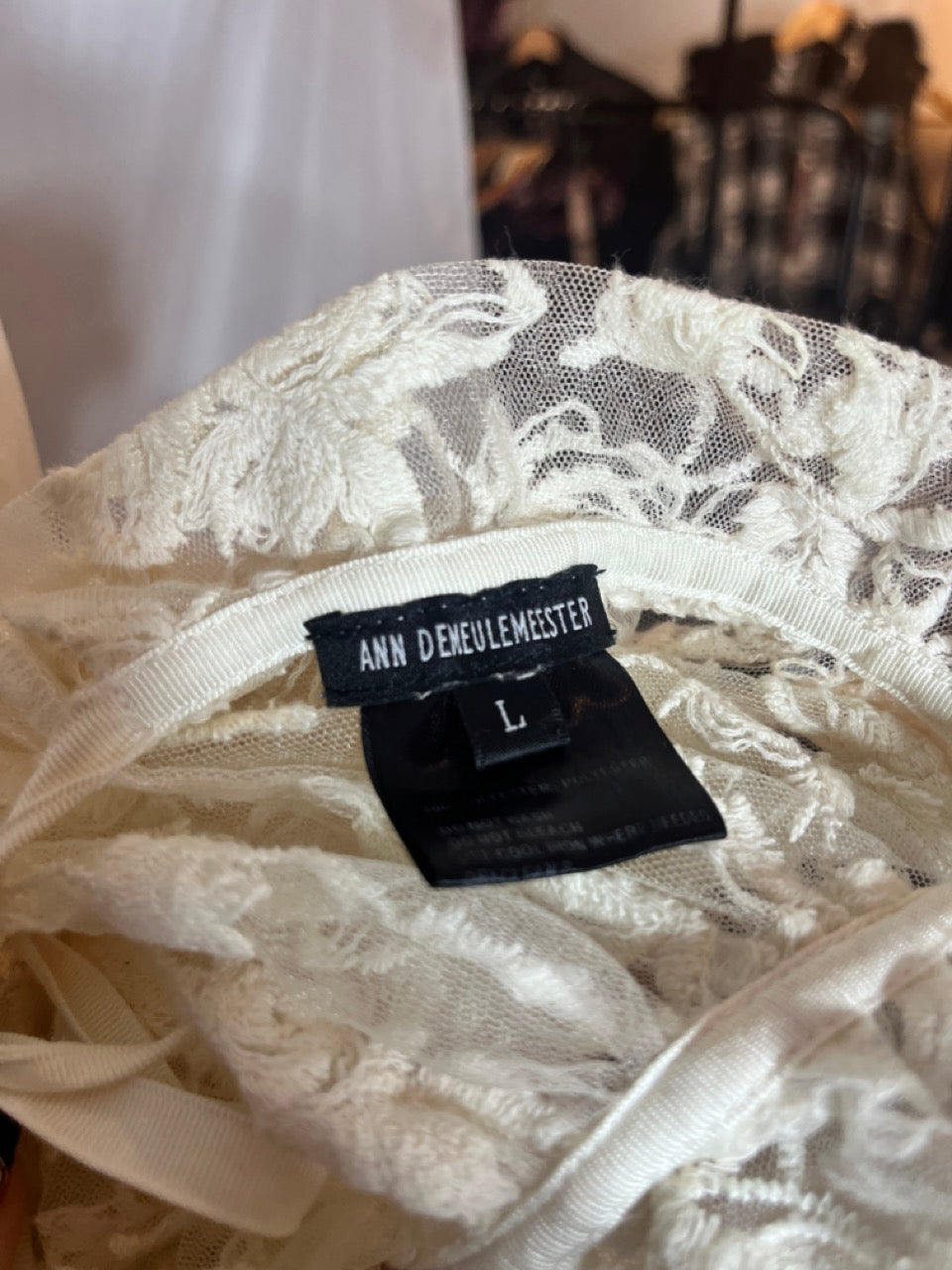 Ann Demeulemeester White Lace Long Sleeve Shirt
