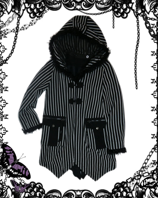 Algonquins Stripe Fur Hood Layer Coat