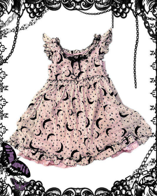 Milk Star Print Mesh Tank Top Dress