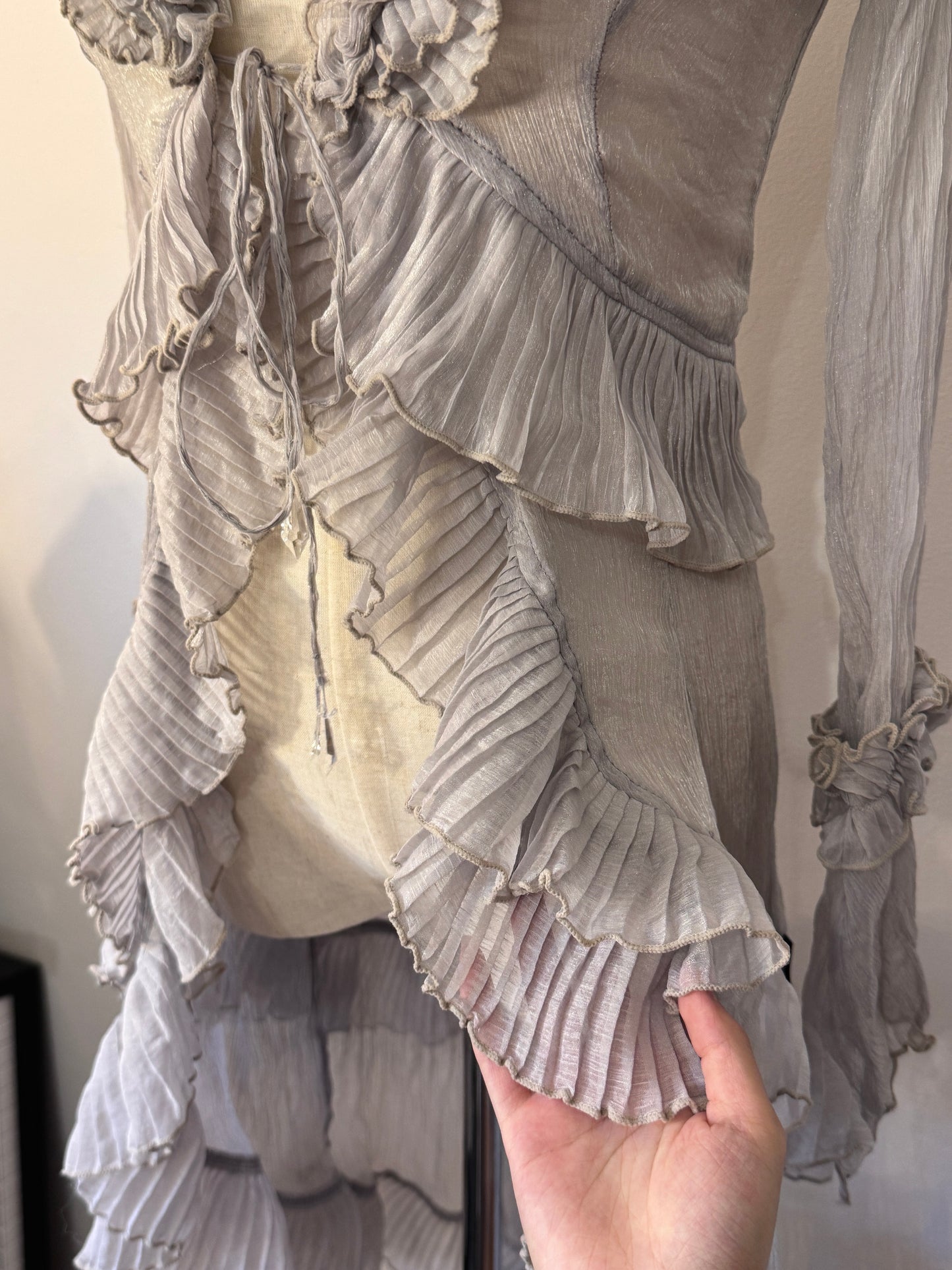OZZ ON Lavender Ruffle Blouse