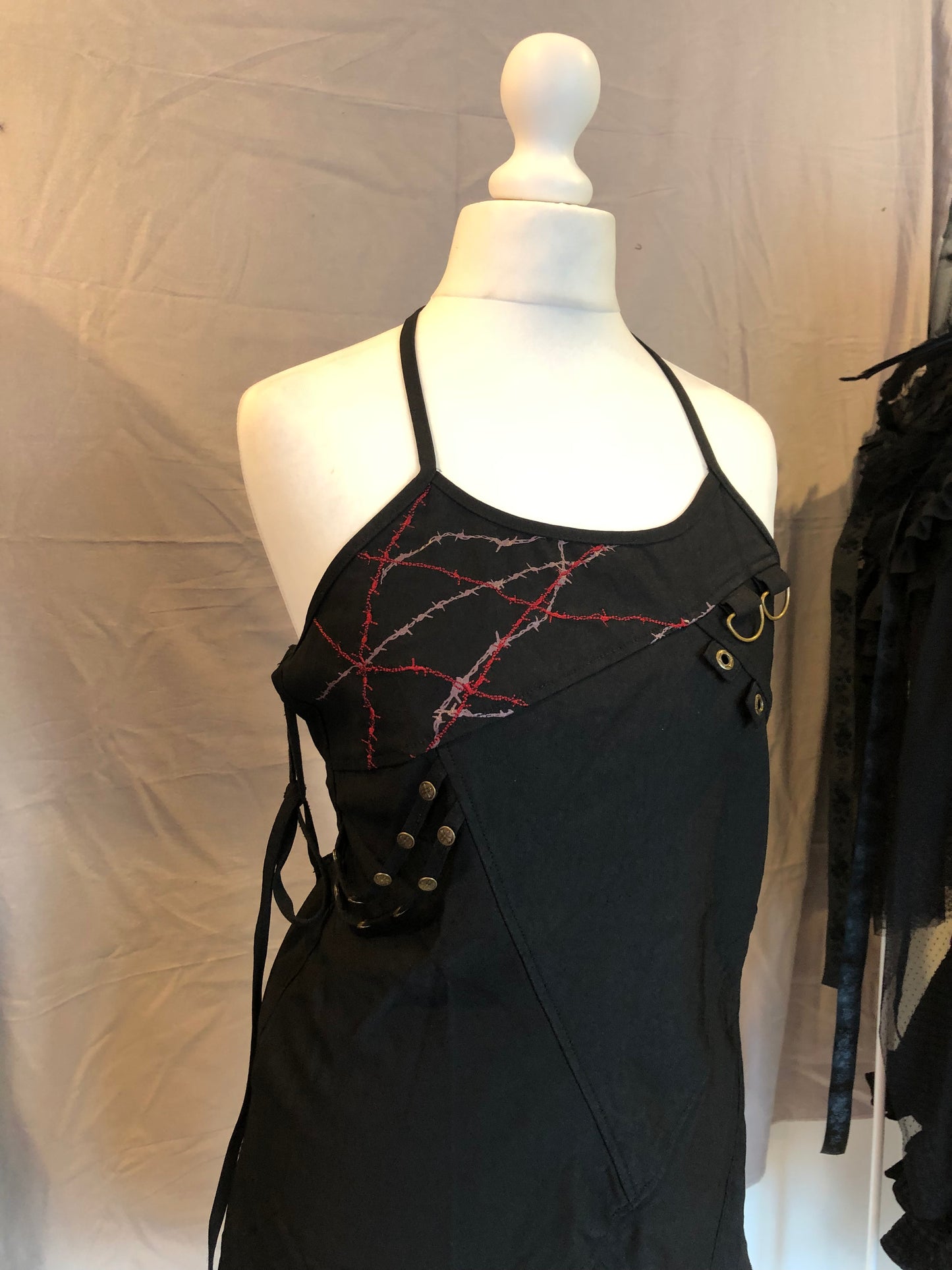 OZZ ON Thorns Print Backless Halter Top