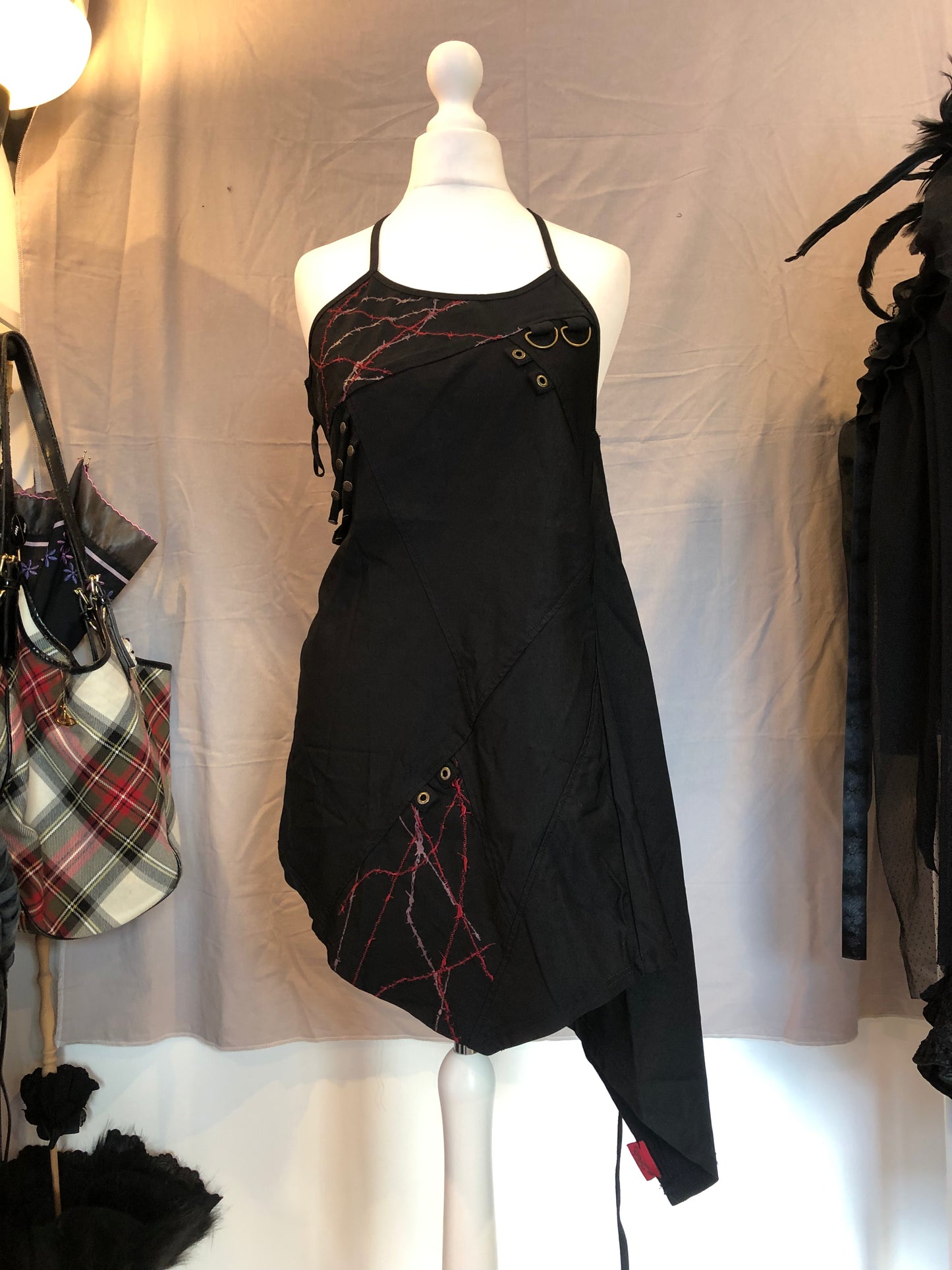 OZZ ON Thorns Print Backless Halter Top