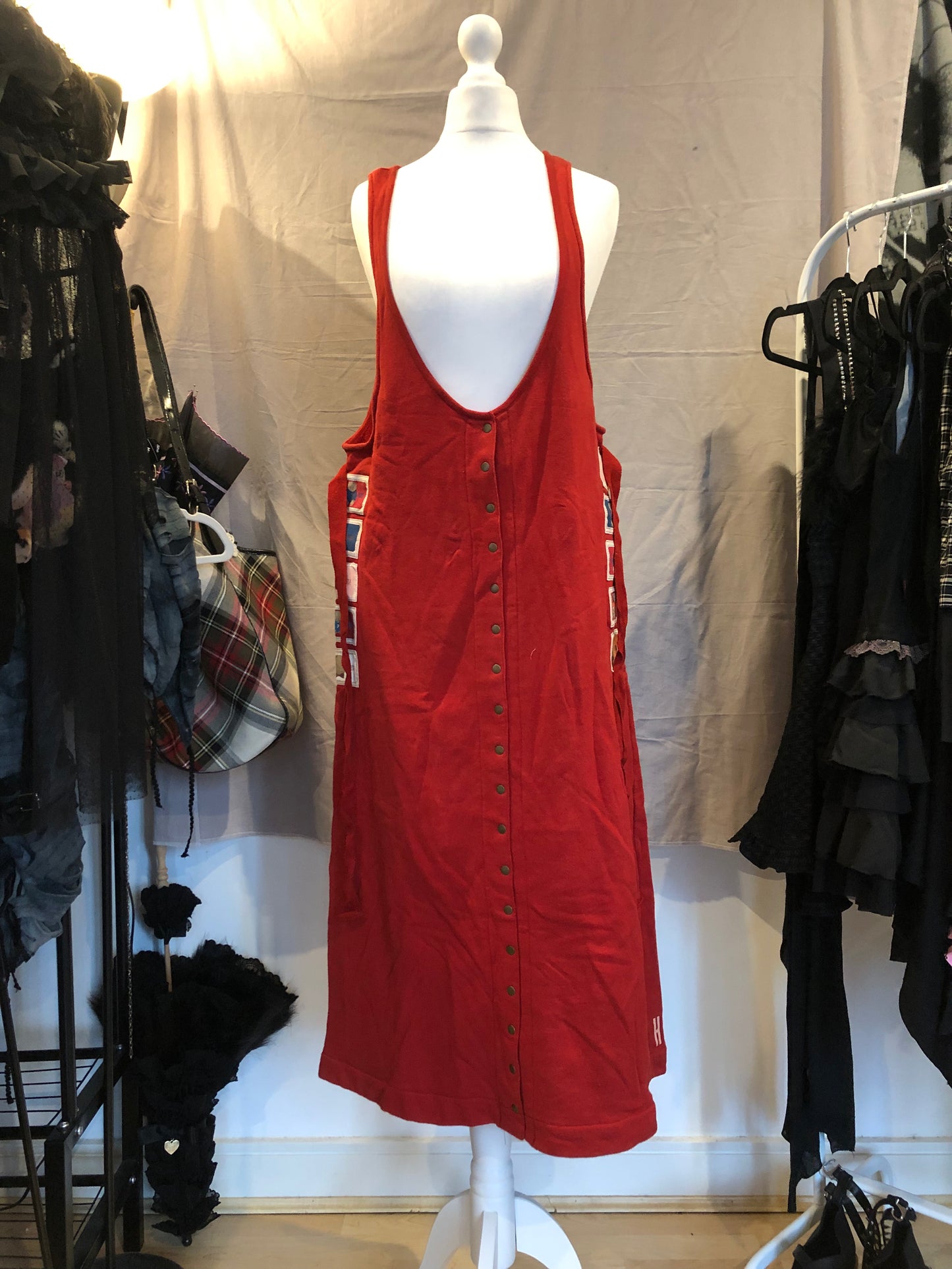 Pink House Button Up Overall Maxi Dress
