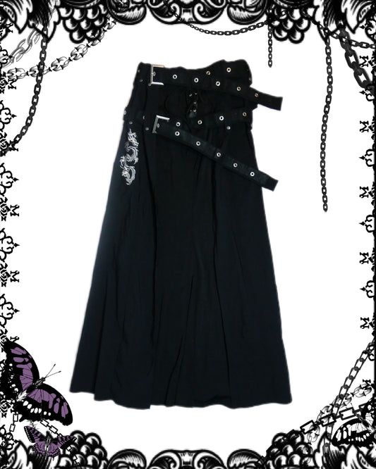 OZZ Croce Double Belts 2-Layers Dragon Maxi Skirt