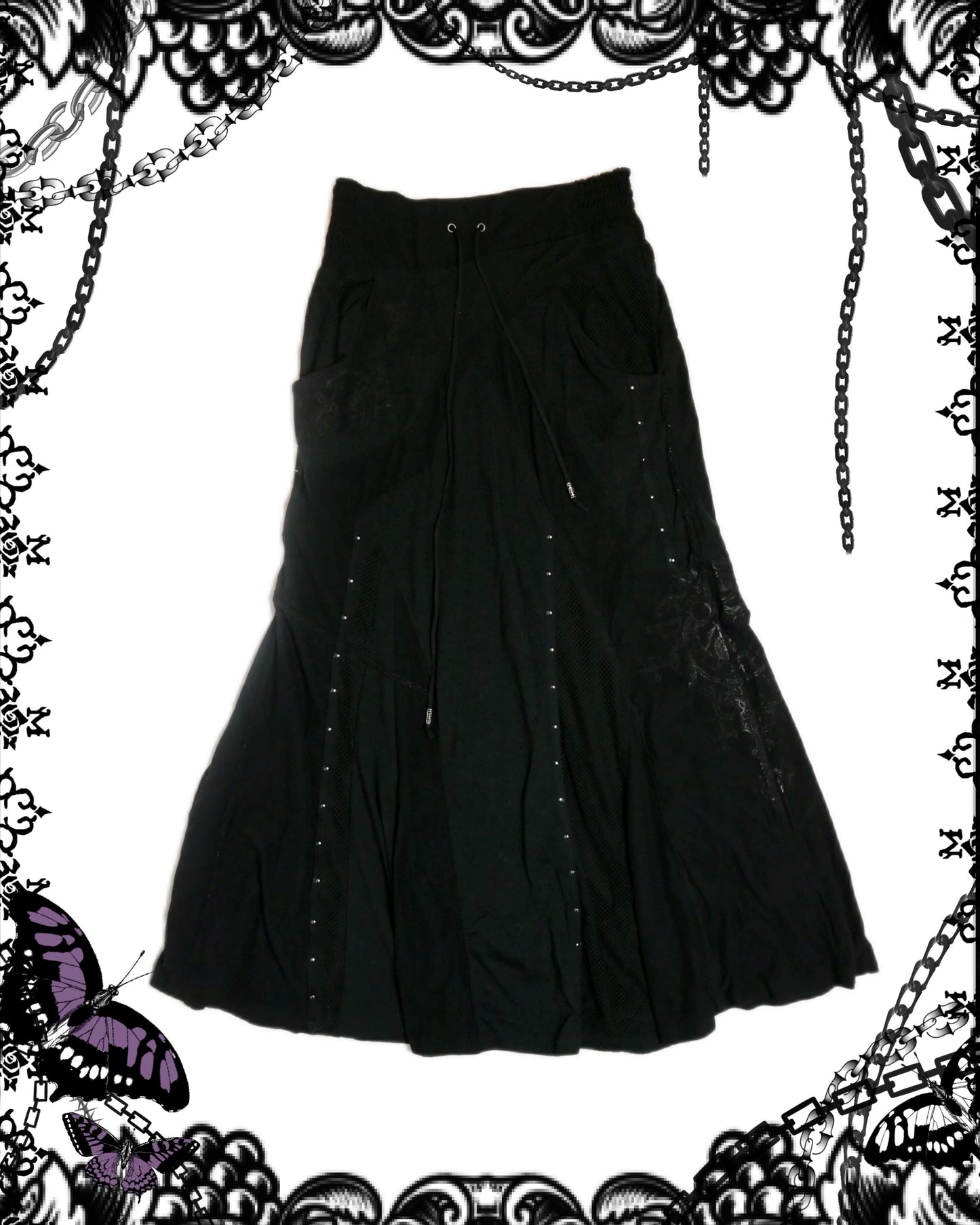 OZZ Croce Strechy Black Maxi Skirt