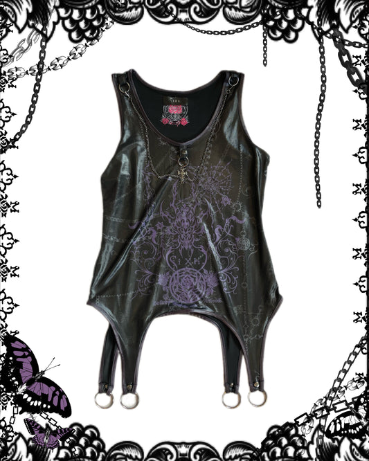 Sixth Chain Print Leather Tank Top