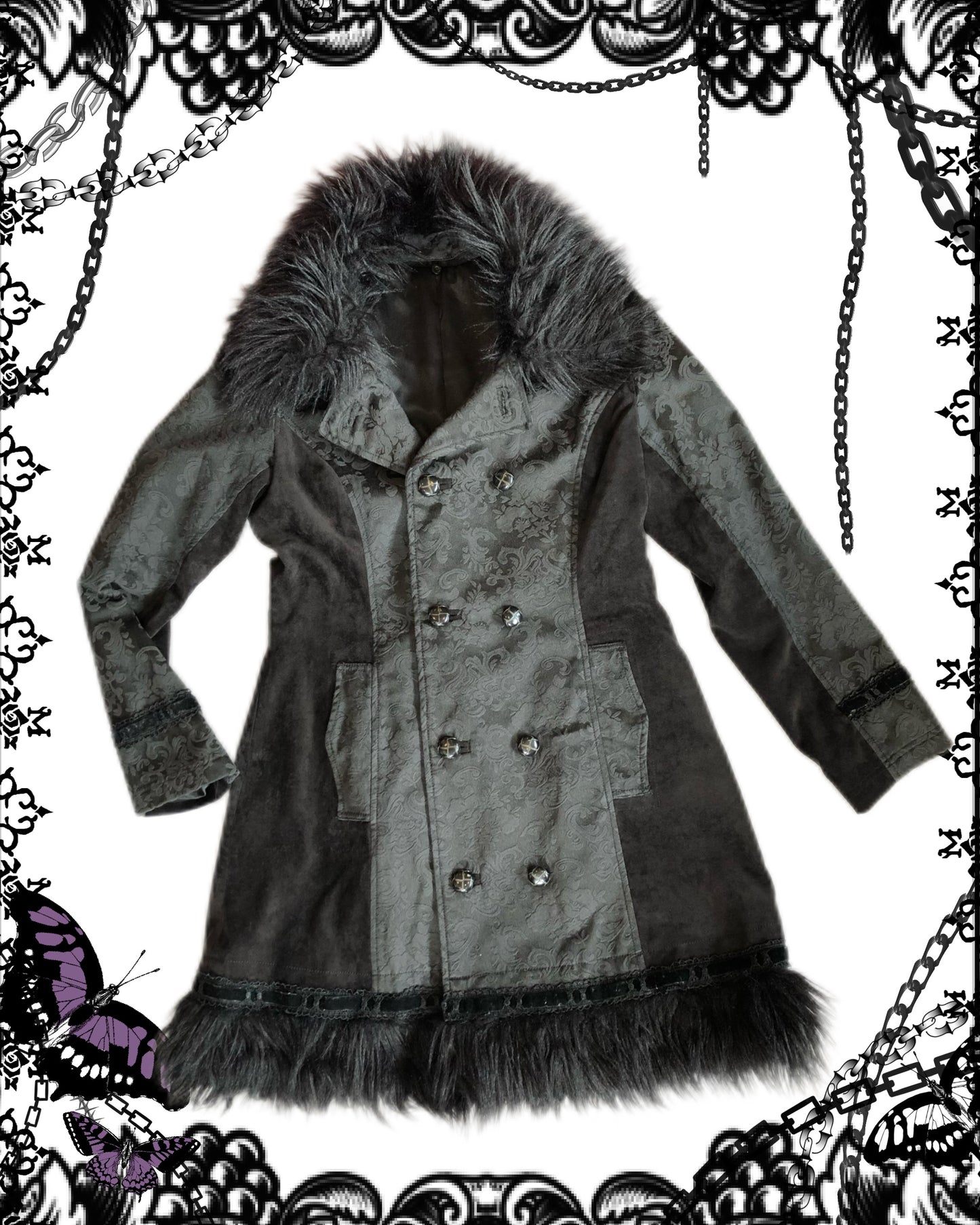 Algonquins Double-breasted Fur Collar Coat