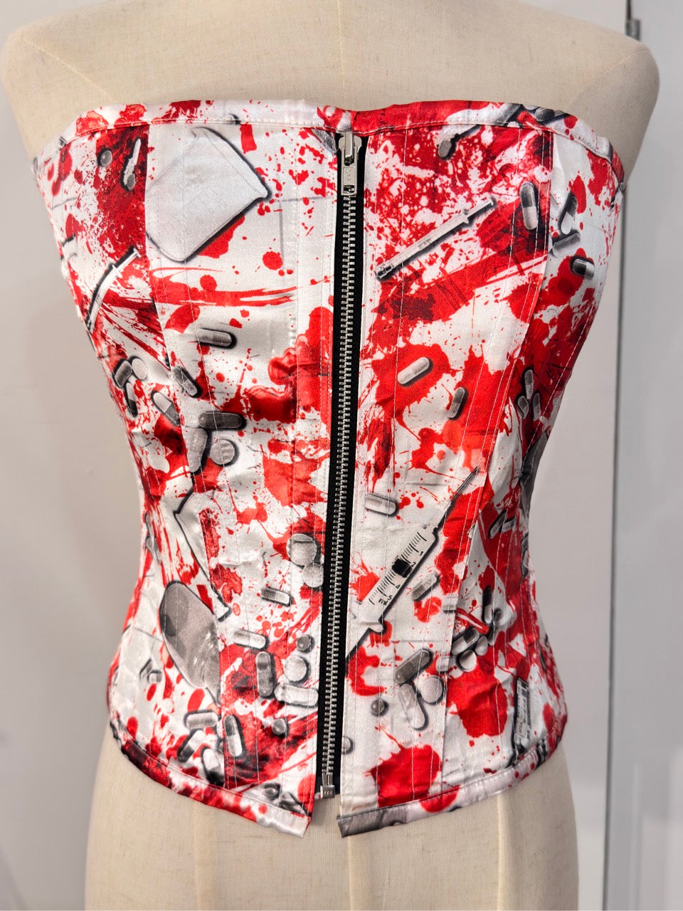 Dangerous Nude Pill and Blood Print Corset