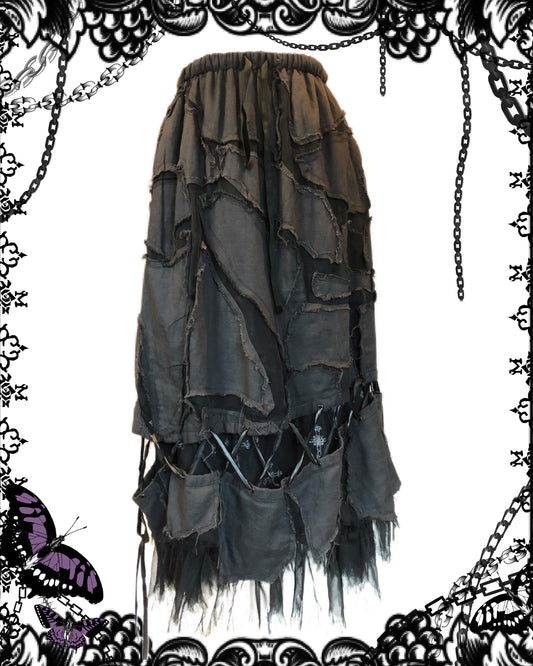 h.Naoto Multi-Layers Destructive Maxi Skirt