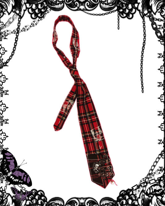 h.Naoto Plaid Skull Print Necktie