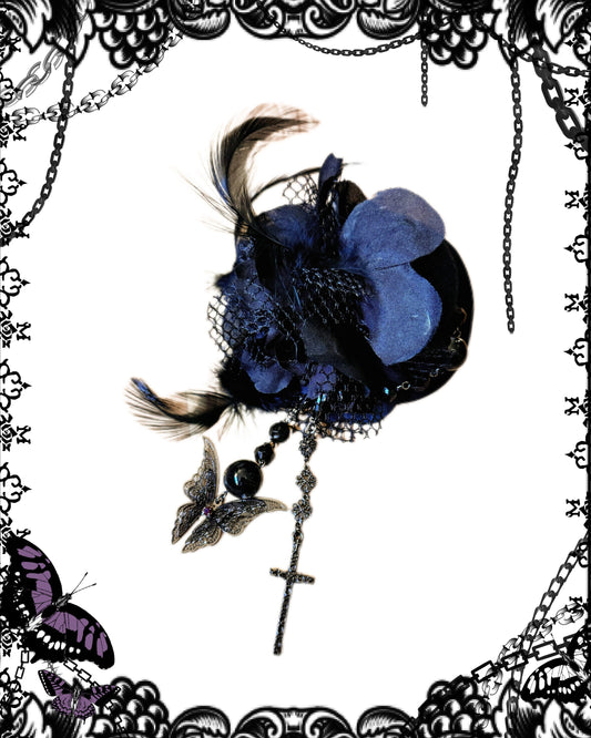 Black Peace Now Feather and Jewel Hairclip