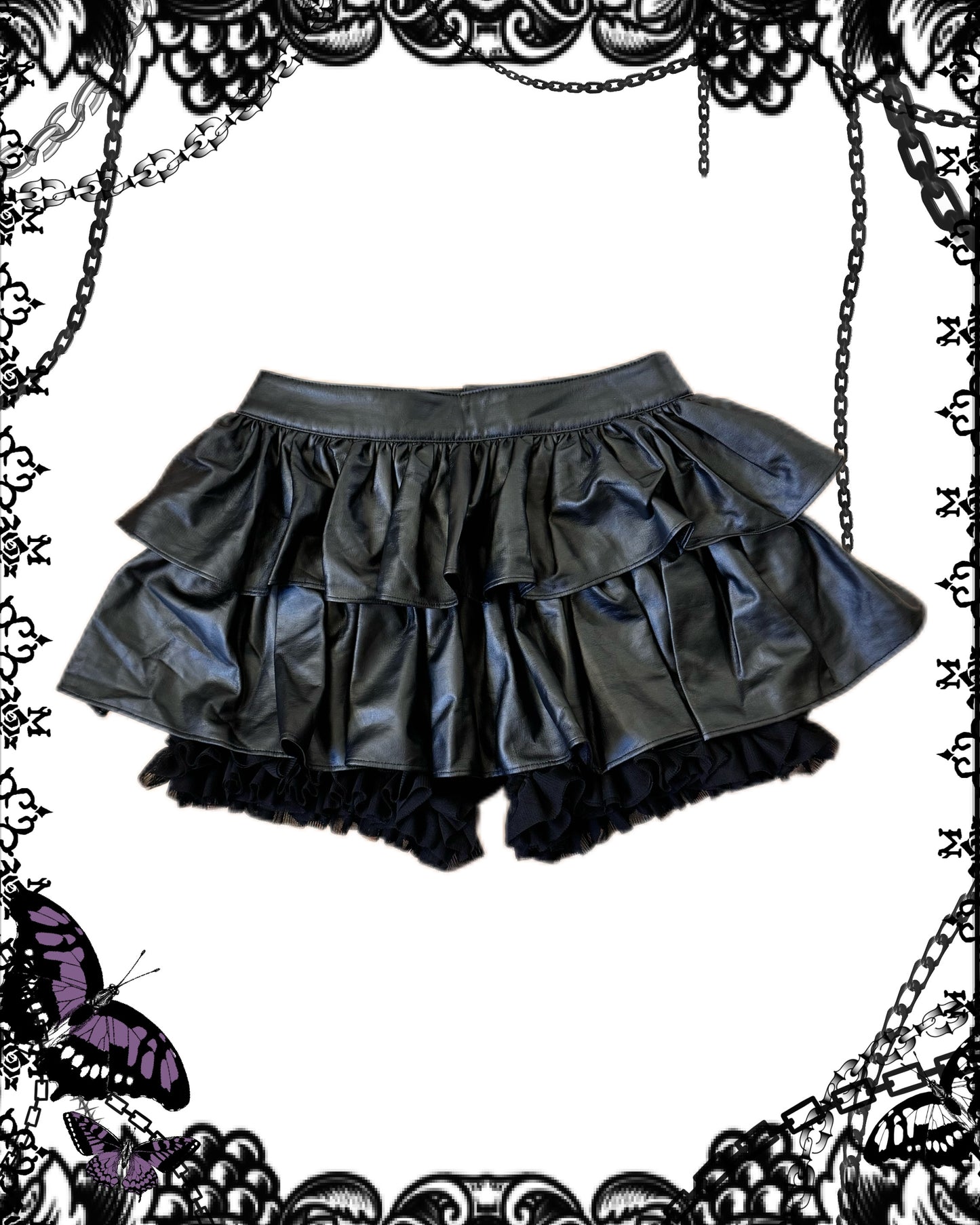 Na+H Ruffle Leather Shorts