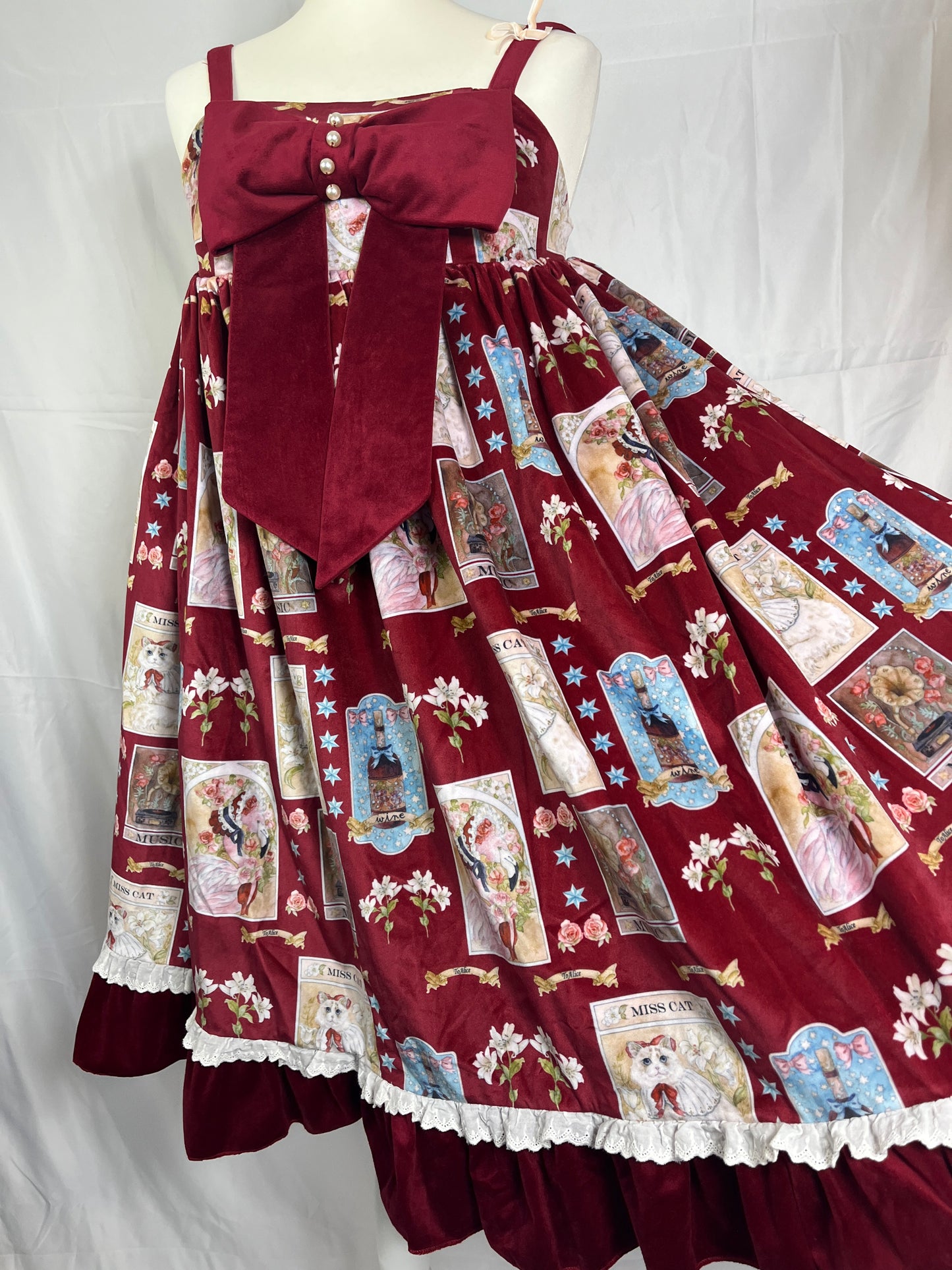 Doll Paradise Bowtie Floral Print Red JSK Dress