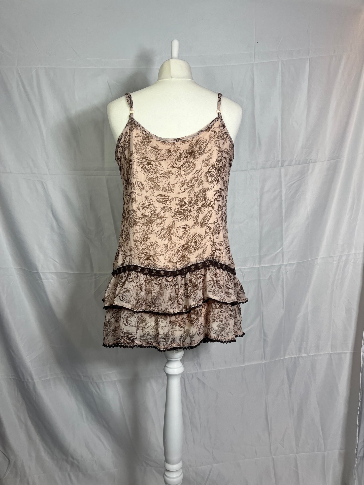 Axes Femme Floral Print Tank Top Ruffle Dress