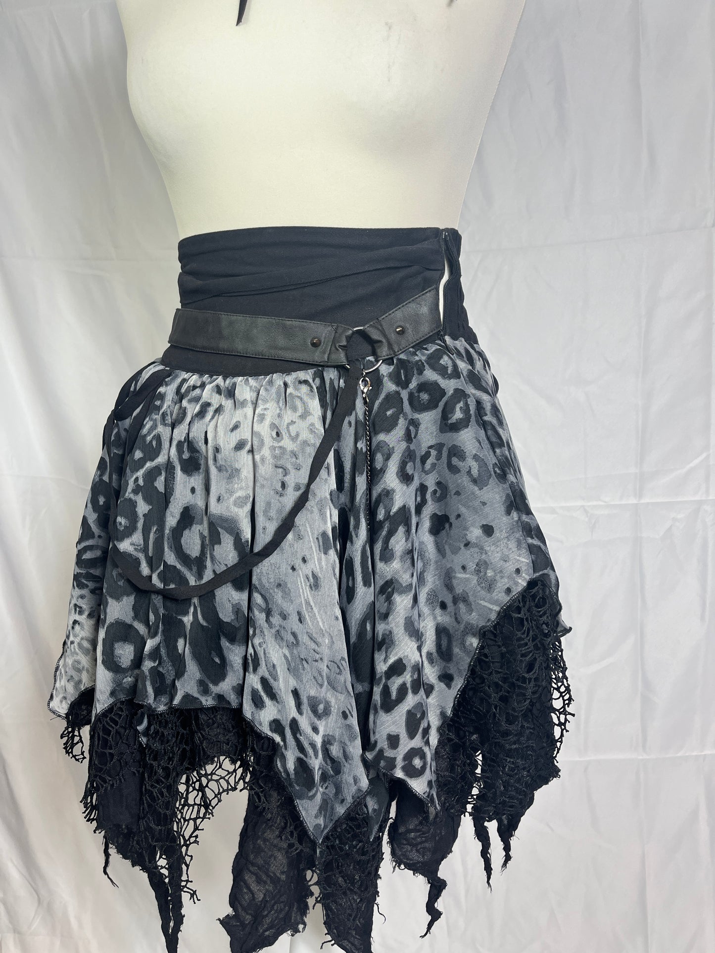 Sexpot Revenge Black Leopard Print Multi Layers Skirt with Legcuffs