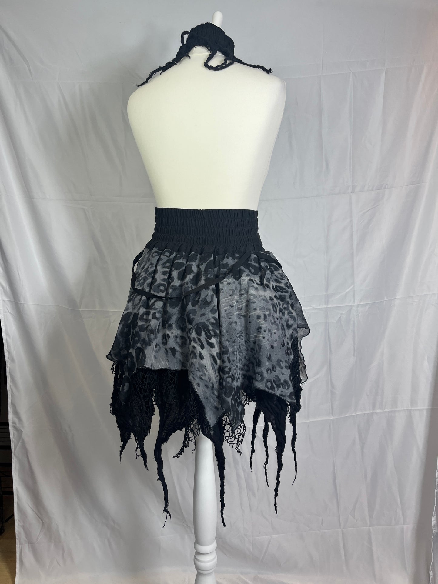 Sexpot Revenge Black Leopard Print Multi Layers Skirt with Legcuffs