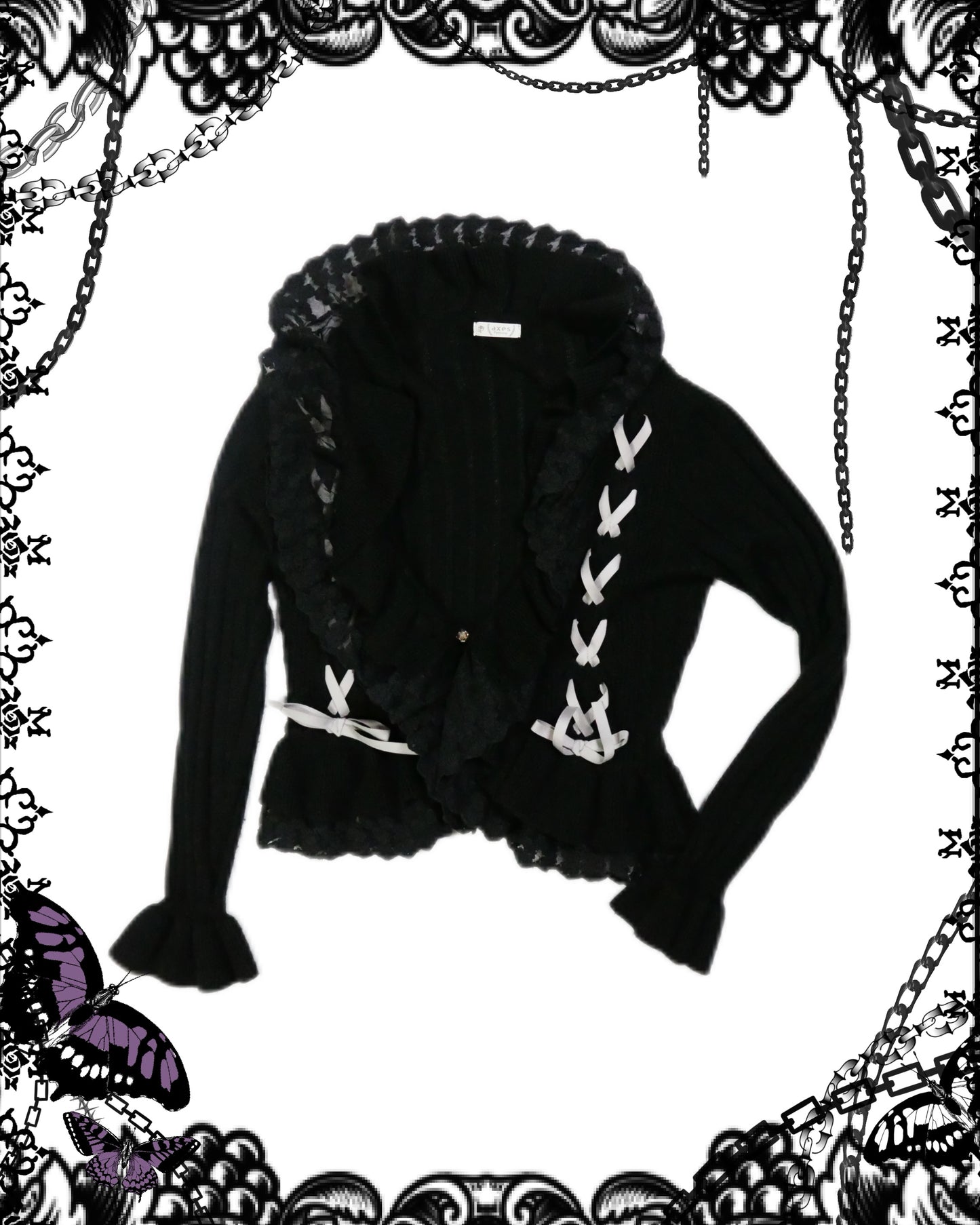 Axes Femme Ribbon Lace Cardigan