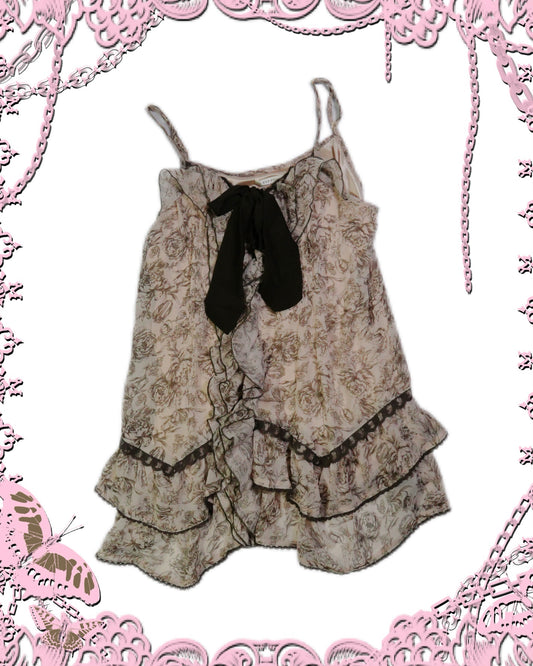 Axes Femme Floral Print Tank Top Ruffle Dress