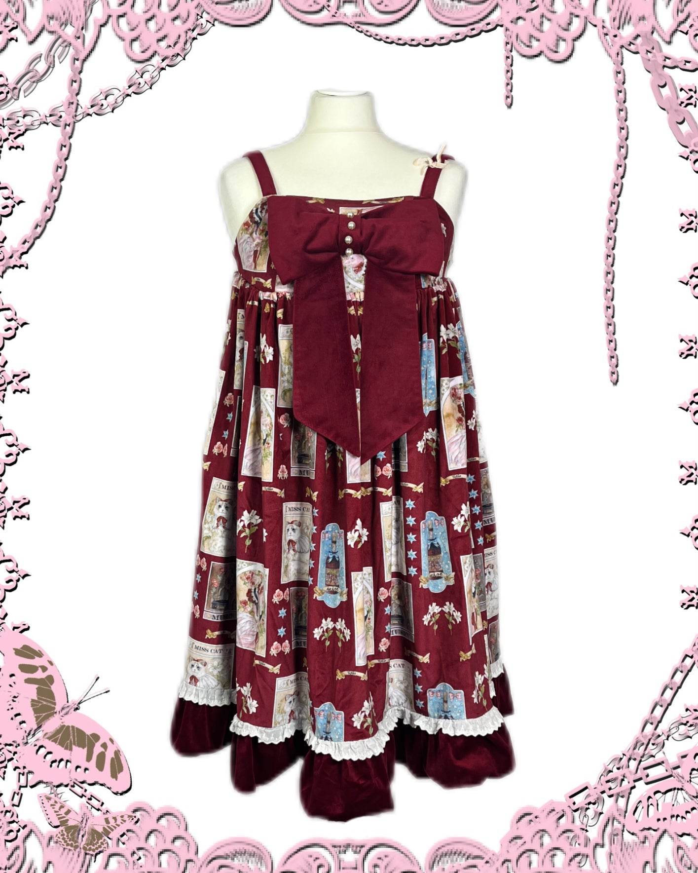 Doll Paradise Bowtie Floral Print Red JSK Dress