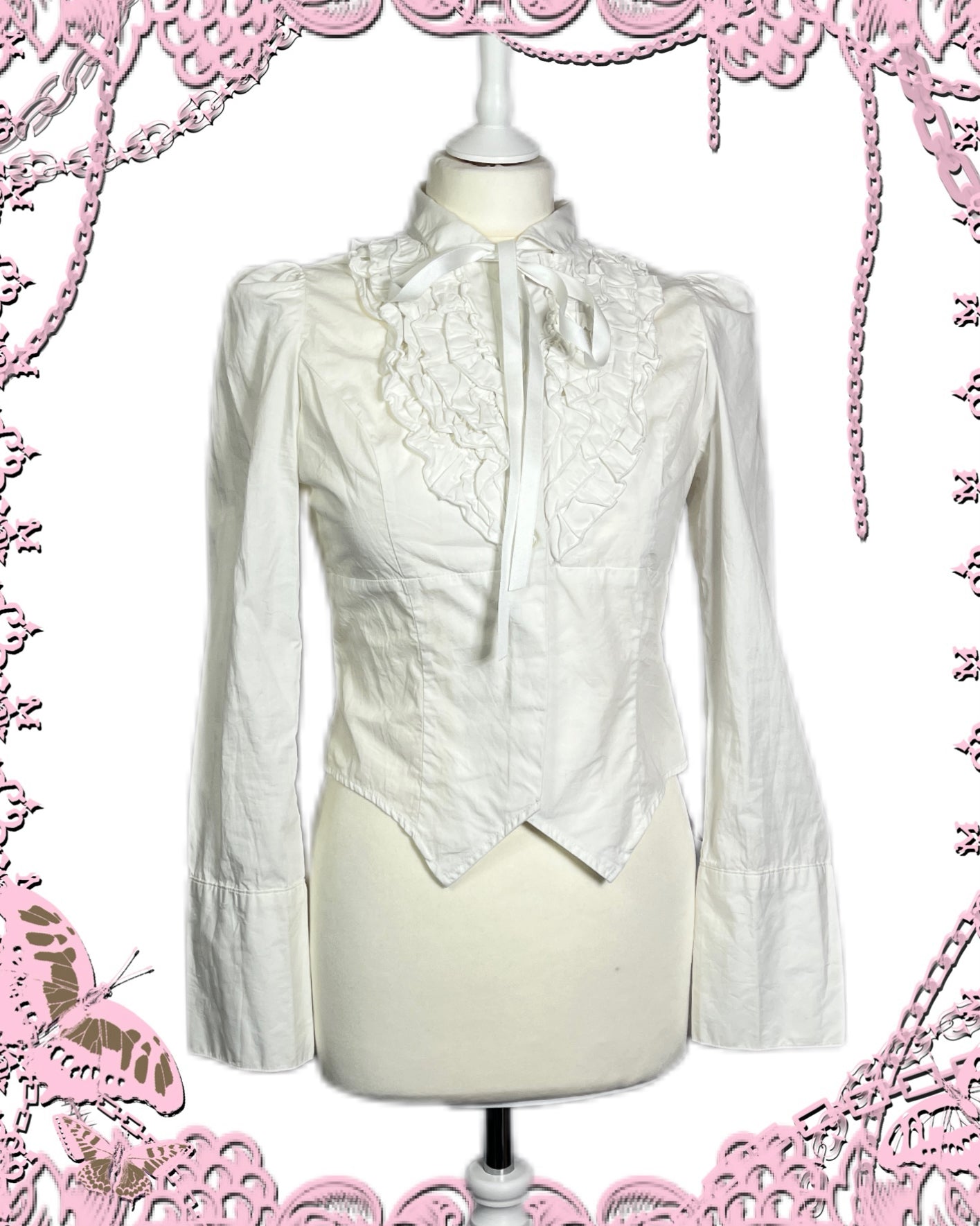 Black Peace Now Ruffle Bib Shirt