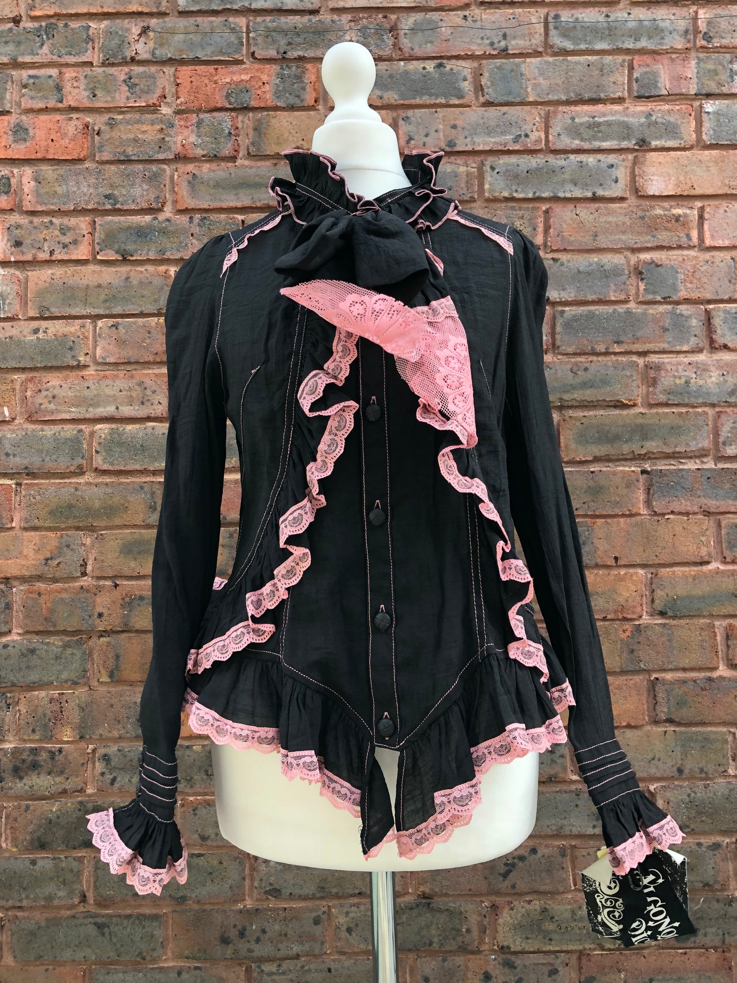 Algonquins Pink Heart Lace Ruffle Top