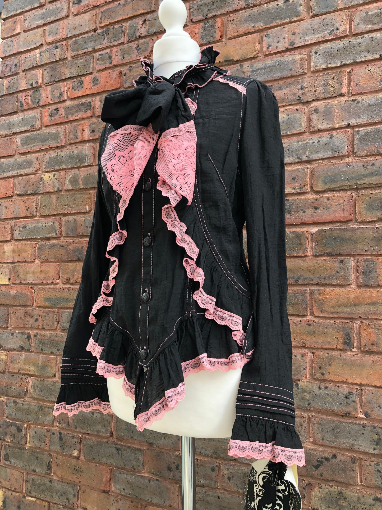 Algonquins Pink Heart Lace Ruffle Top